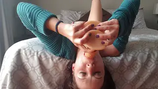 Petite Ebony Teen Deepthroats Dildo in Solo Session