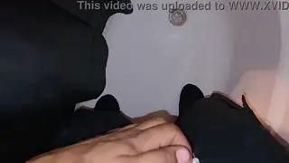 Curvy Stranger Services BBC Through Gloryhole in Shower
