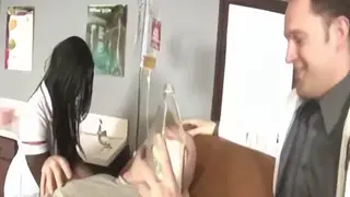Ebony Nurse Gives a Blowjob and Gets Eaten Out in Hospital