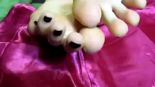 Femdom Goddess Jerks Cum onto Her Soles and Toes