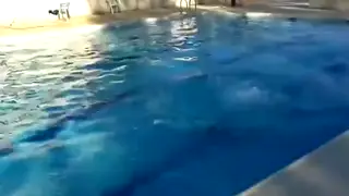 Slim Twink Strips Naked by the Pool