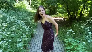 Teen Brunette Gets Facial After Outdoor Toy Play