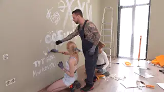 Worker Claims Two Young Painters in Rough Interracial Anal