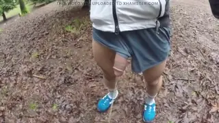 Chubby Bear Strokes His Thick Cock in the Park