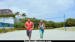 Busty Brunette Takes Her Trainer Deep in the Gym