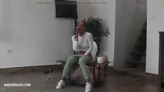 Busty MILF Mistress Smokes and Pisses on Submissive