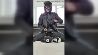 Leather Twink Wanks and Shoots Cum on Crusted Shoes