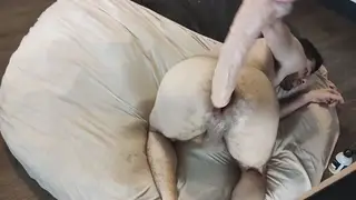 Hairy Latino Bear Takes Double Fisting and Gaping Toys