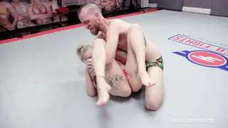 Petite Blonde Wrestler Chokes on Cock After Losing