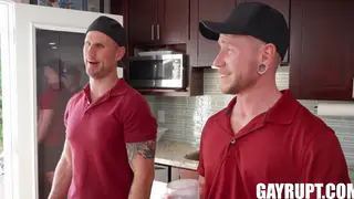 Delivery Crew Engages in Threesome with Doggystyle