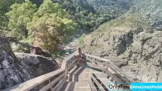 Blonde MILF Rides Dildo Outdoors After Hike