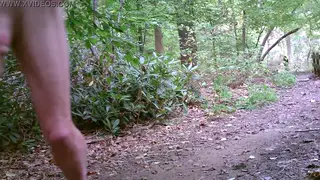 Muscular Guy Strokes to Cumshot Outdoors in Public