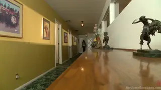 Blonde Hotel Manager Submits to Rough Gangbang