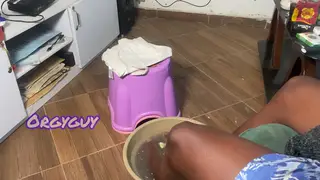 Ebony MILF Spreads for Husband During Nail Session