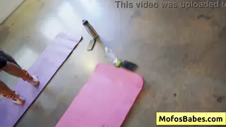 Busty Blonde Teen Rides a Massive Cock in Yoga Class