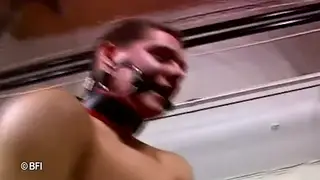 Muscular Vintage Sub Deepthroats Master in Bondage