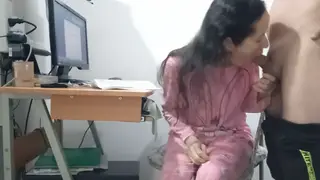 Stepdad Cums on Stepdaughter's Pink Pajamas in POV