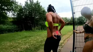 Busty Tattooed MILF Explores Lesbian Anal Play with Muscular Partner