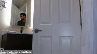 Muscular Hairy Studs Fuck in Bathroom After Blowjob