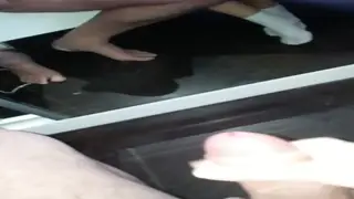 Mirror Tease Ends in Sticky Handjob Finish