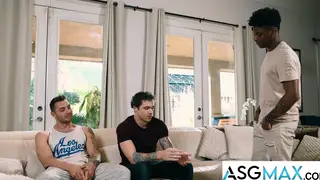 Muscular Neighbour Joins Two Jocks for Interracial Threeway