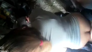 Blonde Latina Takes It From Behind Beside the Car