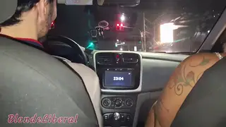 Blonde MILF Pays Ride with Double Blowjob in Car
