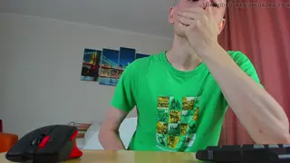 Slim Twink Strokes His Uncut Cock to Multiple Climaxes