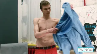 Blonde Teen Stretches His Hole With a Dildo While Jerking