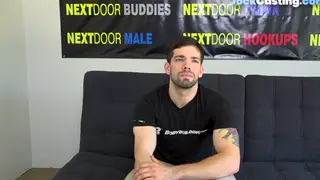 Inked Amateur Flexes Muscle While Stroking Hard