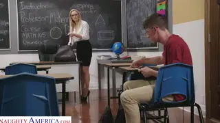 Blonde Teacher Gives Student a Desk Lesson