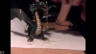 Guy Fucks Dragon Toy Until Explosive Cumshot