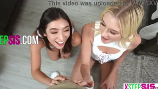 Blonde and Latina Share a Stepbrother in a Threesome
