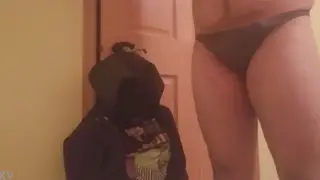 Muscular Guy Strokes in Lace Panties to Climax