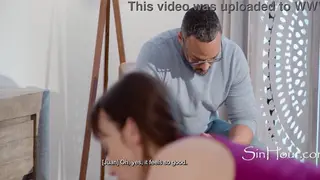 Busty Stepmom Rides Stepson While Cuckold Husband Watches