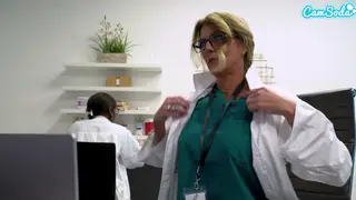 MILF Nurse Pleasures Herself in Office Uniform