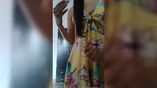 Petite Latina Bares Perfect Tits Outdoors
