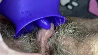 Hairy Amateur Enjoys Close-Up Toy and Oral Play