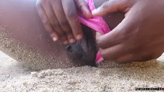 Ebony Couple Enjoys Passionate Sex on a Sandy Beach