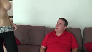 Busty Stepdaughter Teases Stepdad With Deep Throat