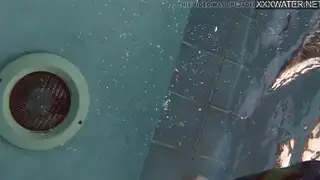 Petite European Brunette Reaches Orgasm During Underwater Solo