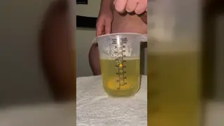 Solo European Uncut Stud Pisses and Shoots a Massive Load Into a Cup