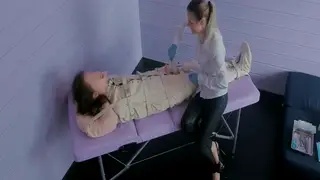 Dominant Woman Controls Hairy Submissive in Medical Play Scene