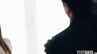 Petite Blonde and Busty Stepmom Share Stepfather in Threesome