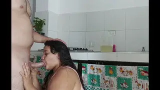 Cheating Latina MILF Caught Riding Lover on Kitchen Counter