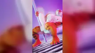 Hairy Cosplayer Shows Off Bulge in Furry Outfit