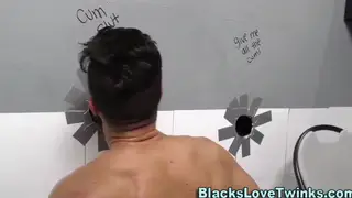 Three Men Share a Black Stranger at a Gloryhole