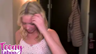Petite Blonde Stepdaughter Takes a Deep Creampie
