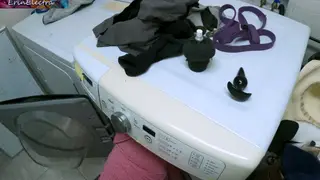 Curvy Stepmom Stuck in Washer Takes Anal and Creampie