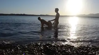 Couple Caught Fucking Doggystyle on a Public Beach